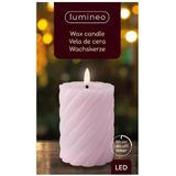 Lumineo luxe LED kaarsen/stompkaarsen - set 3x st-lila paars - D7,5 - met timer