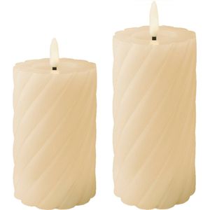Luxe LED kaarsen/stompkaarsen - set 2x st - creme wit - D7,5 - met timer