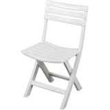 Sunnydays Klapstoel voor buiten/binnen - 2x - wit - 41 x 79 cm - stevig kunststof - Bijzet stoelen