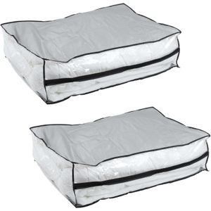 HI opbergtas/beschermhoes beddengoed/kleding - 2x - voor onder bed - 85 x 60 x 25 cm