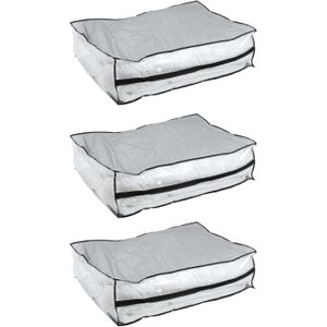 HI opbergtas/beschermhoes beddengoed/kleding - 3x - voor onder bed - 85 x 60 x 25 cm