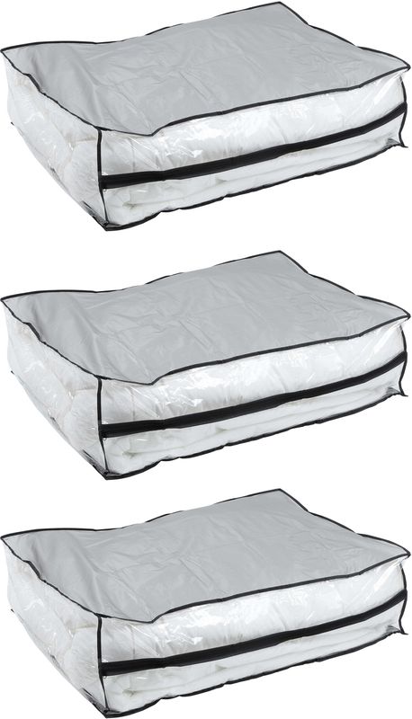HI opbergtas/beschermhoes beddengoed/kleding - 3x - voor onder bed - 85 x 60 x 25 cm