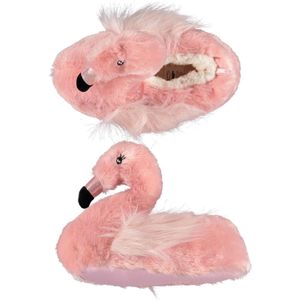 Roze flamingo pantoffels/sloffen voor meisjes - Dieren flamingos huissloffen voor kinderen - Dierenpantoffels/dierensloffen