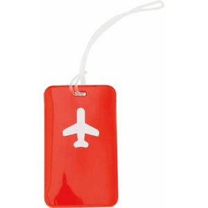Kofferlabel van kunststof - rood - 11 x 7 cm - reiskoffer/handbagage labels