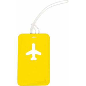 Kofferlabel van kunststof - geel - 11 x 7 cm - reiskoffer/handbagage labels