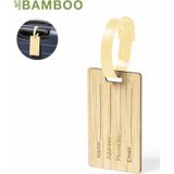 Kofferlabel van bamboe - beige - 9 x 5 cm - reiskoffer/handbagage labels