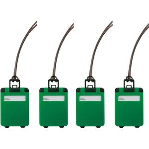 Kofferlabel van kunststof - 4x - groen - 10 x 5 cm - reiskoffer/handbagage labels