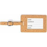 Kofferlabel van eco friendly kurk - 2x - 10 x 6 cm - reis/handbagage labels - gesp bandje