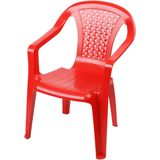 Sunnydays Kinderstoel - 4x - rood - kunststof - buiten/binnen - L37 x B35 x H52 cm - tuinstoelen