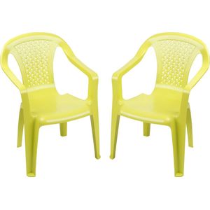 Sunnydays Kinderstoel - 2x - groen - kunststof - buiten/binnen - L37 x B35 x H52 cm - tuinstoelen