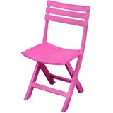 Sunnydays Klapstoel voor buiten/binnen - 2x - roze - 41 x 79 cm - stevig kunststof - Bijzet stoelen