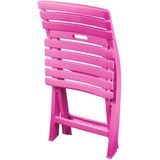 Sunnydays Klapstoel voor buiten/binnen - 2x - roze - 41 x 79 cm - stevig kunststof - Bijzet stoelen