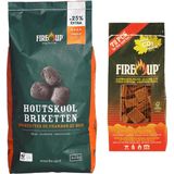 BBQ starterspakket - houtskool briketten 5 kilo - barbecue aanmaakblokjes 72x