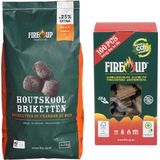 BBQ starterspakket - houtskool briketten 5 kilo - barbecue aanmaakblokjes 100x