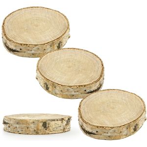 PartyDeco naamkaartjes/plaatskaartjes Hout - Bruiloft - 36x - 5-7 cm - berkenhout