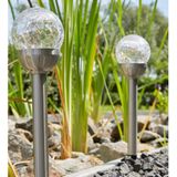 LuxForm Solar tuinlamp - 4x - RVS - LED Softtone effect - oplaadbaar - D6 x H35 cm