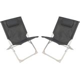Sunnydays Havana camping/strand stoel - 2x - aluminium - inklapbaar - grijs - L49 x B62 x H61 cm