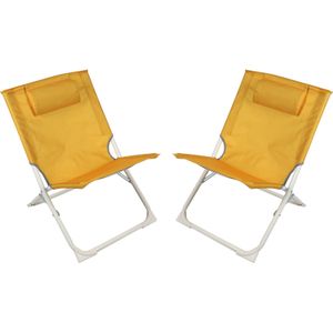 Sunnydays Havana camping/strand stoel - 2x - aluminium - inklapbaar - geel - L49 x B62 x H61 cm