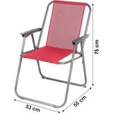 Sunnydays Picnic camping/strand stoel - 2x - aluminium - inklapbaar - roze - L53 x B55 x H75 cm