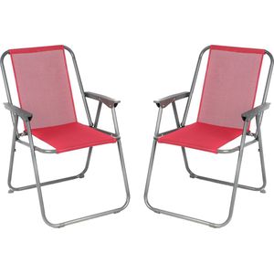 Sunnydays Picnic camping/strand stoel - 4x - aluminium - inklapbaar - roze - L53 x B55 x H75 cm