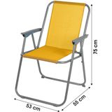 Sunnydays Picnic camping/strand stoel - 2x - aluminium - inklapbaar - geel - L53 x B55 x H75 cm