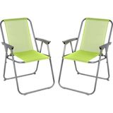 Sunnydays Picnic camping/strand stoel - 2x - aluminium - inklapbaar - groen - L53 x B55 x H75 cm