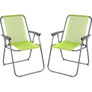 Sunnydays Picnic camping/strand stoel - 4x - aluminium - inklapbaar - groen - L53 x B55 x H75 cm