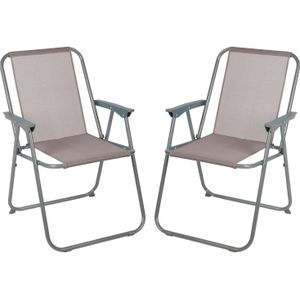 Sunnydays camping/strand stoel - 4x - aluminium - inklapbaar - beige - L53 x B55 x H75 cm