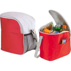 Kleine koeltas/Lunch tas model Glaciaal - 2x - 23 x 16 x 26 cm - 1 vaks - rood/grijs - 9 Liter