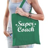 Bellatio Decorations cadeau tas voor coach/trainer - katoen - 42 x 38 cm - super coach