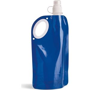 Waterfles/drinkfles/sportbidon opvouwbaar - blauw - kunststof - 770 ml - schroefdop - waterzak
