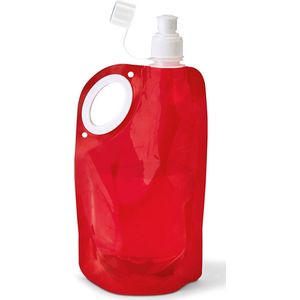 Waterfles/drinkfles opvouwbaar - rood - kunststof - 770 ml - schroefdop - waterzak - Drinkflessen