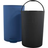 MSV Toiletborstel in houder 35 cm/pedaalemmer 3L set Moods - Kunststof - blauw