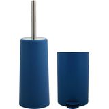 MSV Toiletborstel in houder 35 cm/pedaalemmer 3L set Moods - Kunststof - blauw