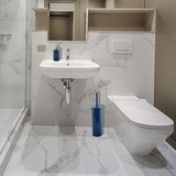 MSV Toiletborstel in houder 38 cm/zeeppompje 260 ml set Industrial - metaal - blauw