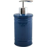 MSV Toiletborstel in houder 38 cm/zeeppompje 260 ml set Industrial - metaal - blauw