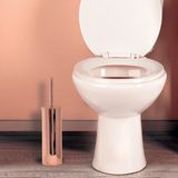 MSV Toiletborstel in houder 40 cm/zeeppompje 260 ml badkamer set Doha - RVS - koper
