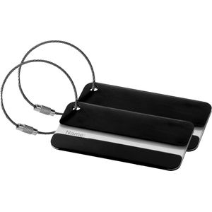 Kofferlabel discovery - 2x - zwart- 8 x 4 cm - reiskoffer/handbagage label