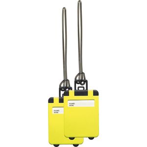 Kofferlabel Jenson - 2x - geel - 8 x 5.5 cm - reiskoffer/handbagage label