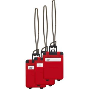 Kofferlabel Jenson - 4x - rood - 8 x 5.5 cm - reiskoffer/handbagage label