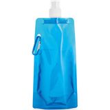 Waterfles/drinkfles/sportbidon opvouwbaar - 10x - blauw - kunststof - 460 ml - schroefdop - waterzak