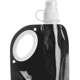 Waterfles/drinkfles opvouwbaar - 10x - zwart - kunststof - 770 ml - schroefdop - waterzak