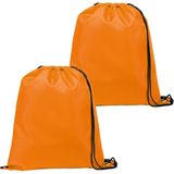 Gymtas/lunchtas/zwemtas met rijgkoord - 2x - voor kinderen - oranje - 35 x 41 cm - rugtas