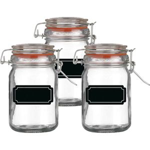 Weckpot/inmaakpot - 4x - 250 ml - glas - met beugelsluiting - incl. etiketten