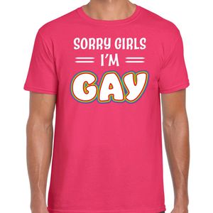 Bellatio Decorations Gay Pride t-shirt - heren - roze - Sorry girls - LHBTI LHBTIQ