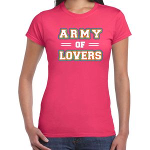 Bellatio Decorations Gay Pride t-shirt met tekst - dames - roze - Army of lovers - LHBTI LHBTIQ