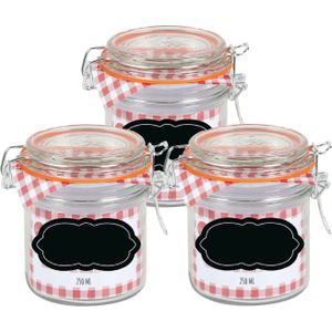 Weckpot/Inmaakpot - 6x - 250 ml - Glas - met Beugelsluiting - Incl. Etiketten