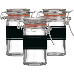 Weckpotje/inmaakpotje - 4x - 70 ml - glas - met beugelsluiting - incl. etiketten - Weckpotten