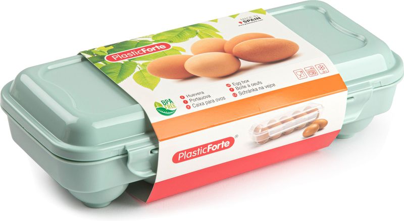 Plasticforte Eierdoos - koelkast organizer eierhouder - 10 eieren - mint groen - kunststof - 27 x 12,5 cm