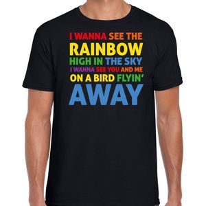 Bellatio Decorations Gay Pride t-shirt met tekst - heren - zwart - Rainbow - LHBTI LHBTIQ